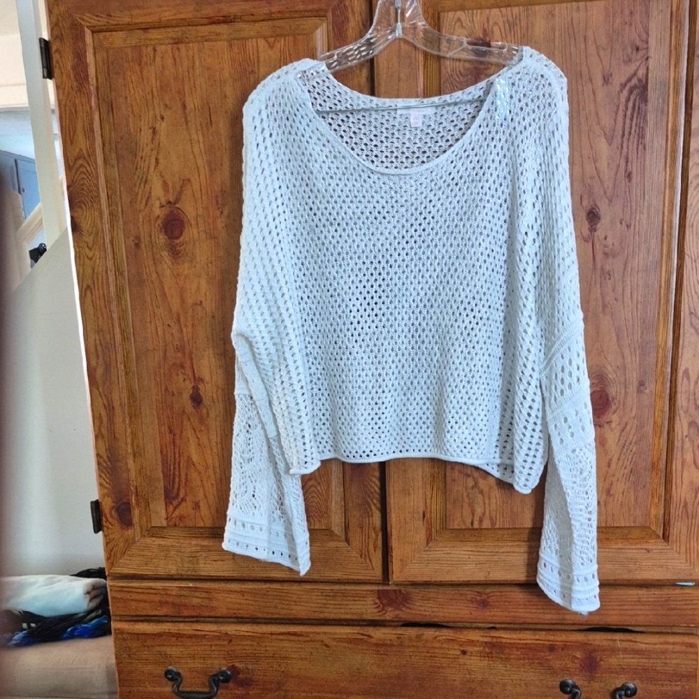 Lauren Conrad White Cropped Sweater Beach Cruise Coverup XXL